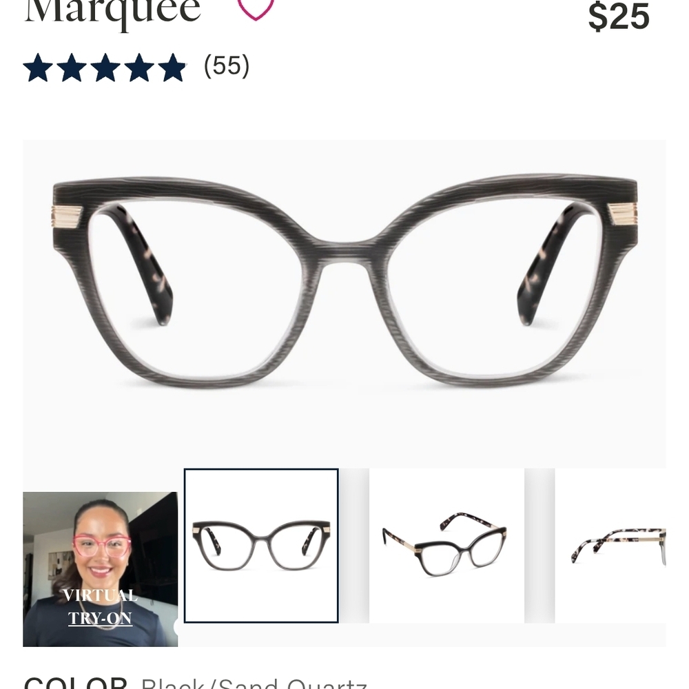 NWT Marquee Black and Sand Women's Glasses 2.25